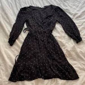 American Eagle Black Polka-Dot Wrap Dress